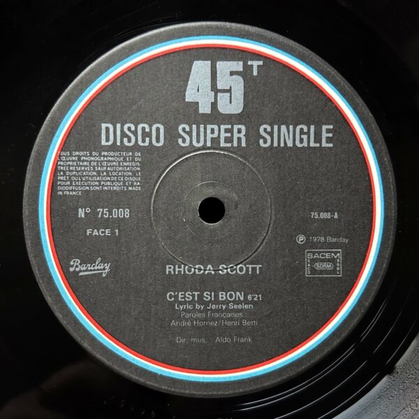 Rhoda Scott<br>C'est Si Bon / Le Coeur Bleu<br><span style="color: red;font-weight: bold">VENDU</span>