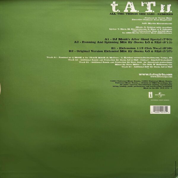 t.A.T.u.<br>All The Things She Said (Remixes) – Image 2