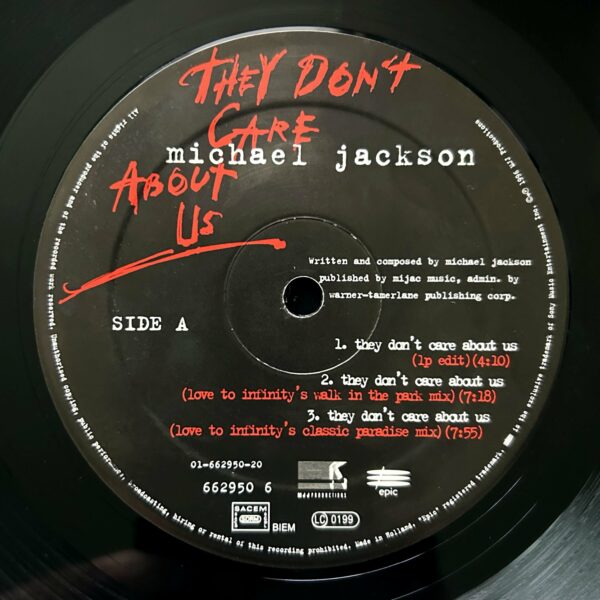 Michael Jackson<br>They Don't Care About Us<br><span style="color: red;font-weight: bold">VENDU</span> – Image 3