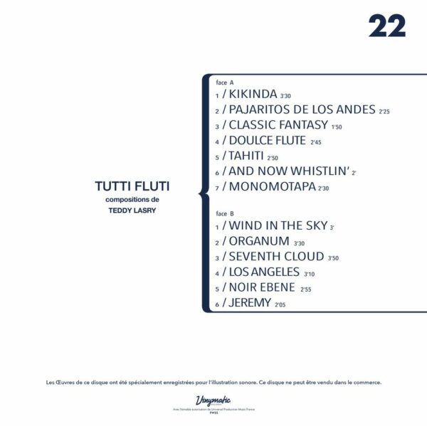 Réédition vinyle Tutti Fluti de Teddy Lasry, pochette arrière, jazz funk expérimental, Patchwork Library